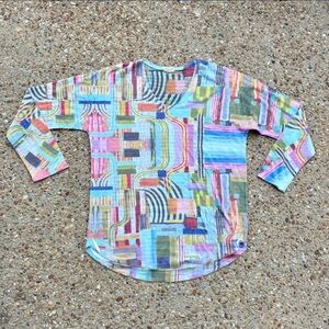Atelier 5 Women’s Geometric Abstract Colorful Blouse Tunic Size S